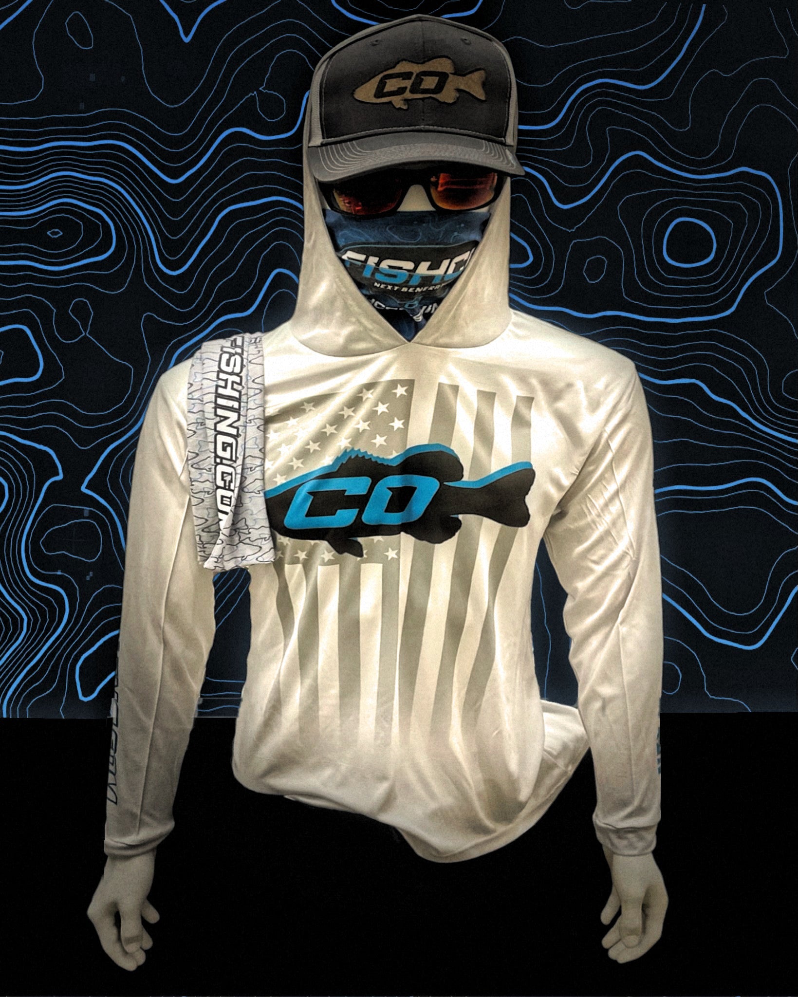 FishCo Hooded Bass Patch Sun Shirt